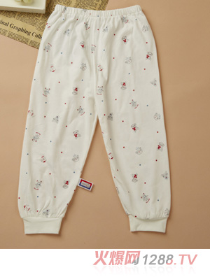 金色小魚精棉單面歡樂(lè)熊束口單條褲