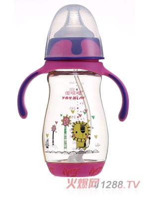 優嘻噯PPSU有柄自動感溫奶瓶320ml紫色
