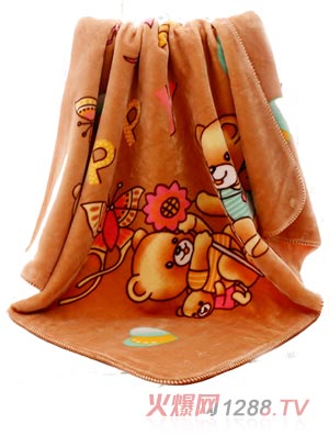 亞奧超柔云毯歡樂(lè)熊褐色