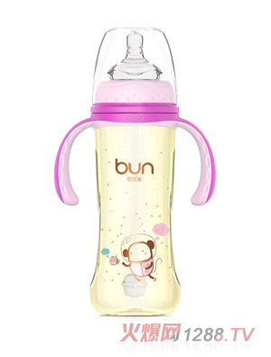 貝優能暢飲型帶柄自動寬口PPSU奶瓶300ml