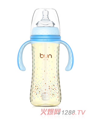 貝優能喝護型帶柄自動寬口PPSU奶瓶300ml
