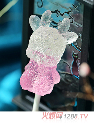 米唐たき動物派對棒棒糖-小鹿漸變粉色