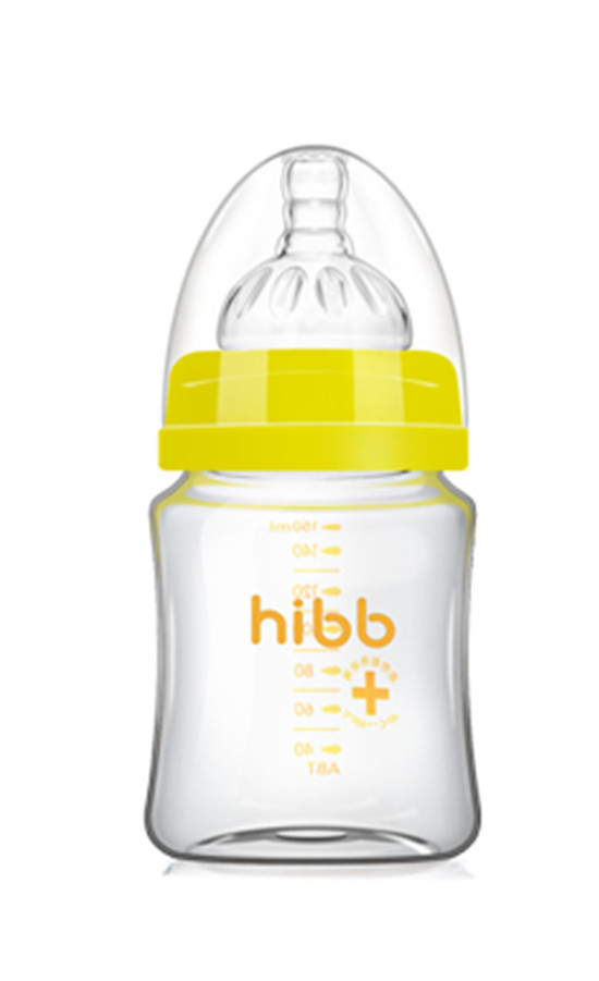 浩一貝貝寬口玻璃奶瓶黃色150ml